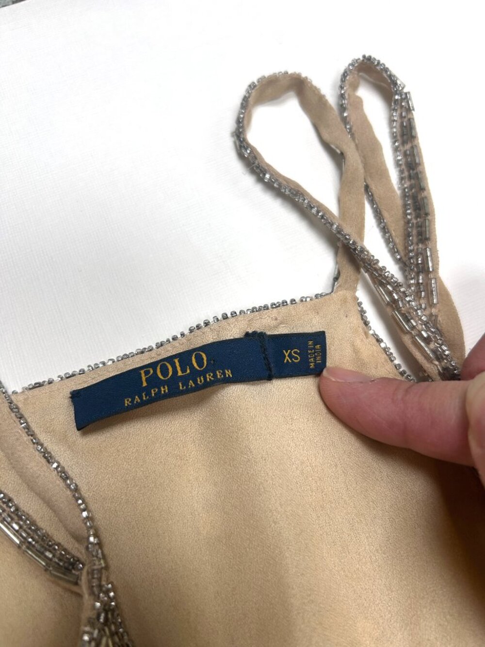 Polo Ralph Lauren Beaded Champagne Camisole Silk Blend Elegant Party Top XS - Picture 4 of 10